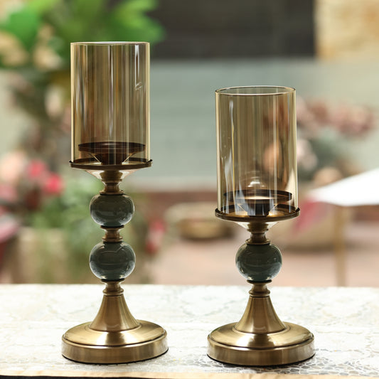Vintage Marble & Metal Candle Holders