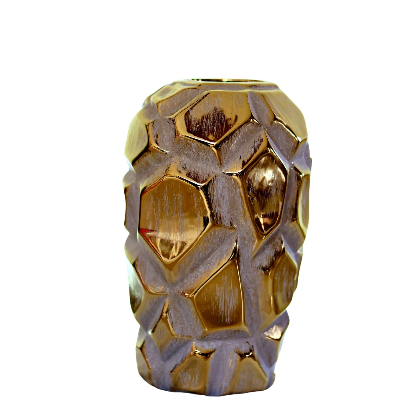 Gold & Silver Geometric Textured Vase