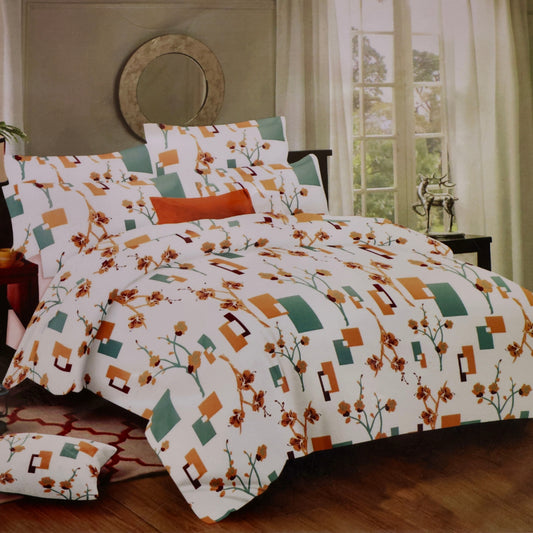 Modern Blossom – Geometric Floral Bedsheet Set