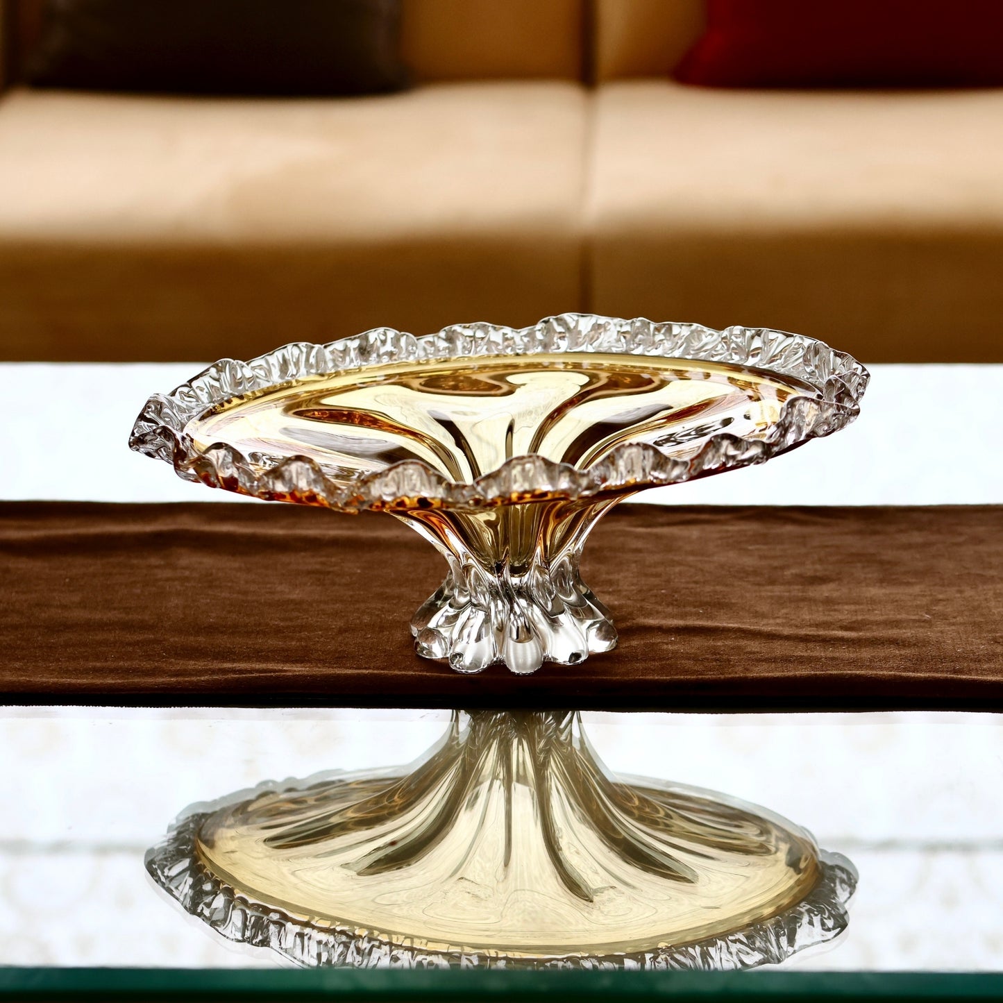 Elegant Crystal Pedestal Fruit Bowl
