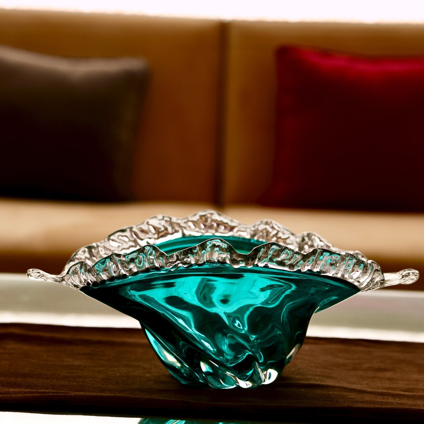 Turquoise Crystal Glass Bowl