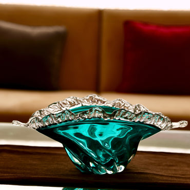 Turquoise Crystal Glass Bowl