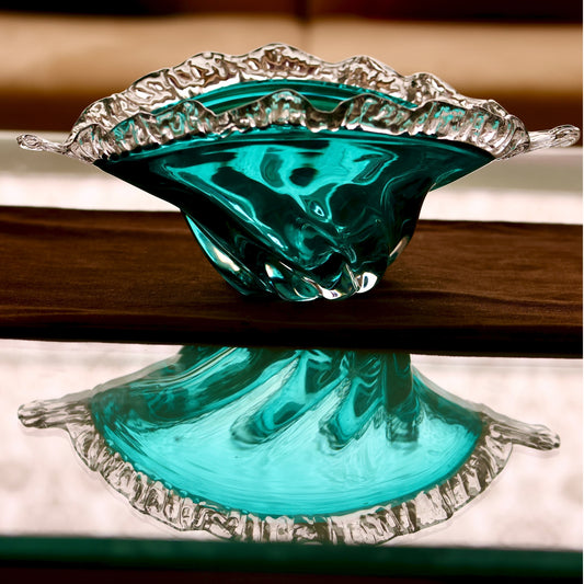 Turquoise Crystal Glass Bowl