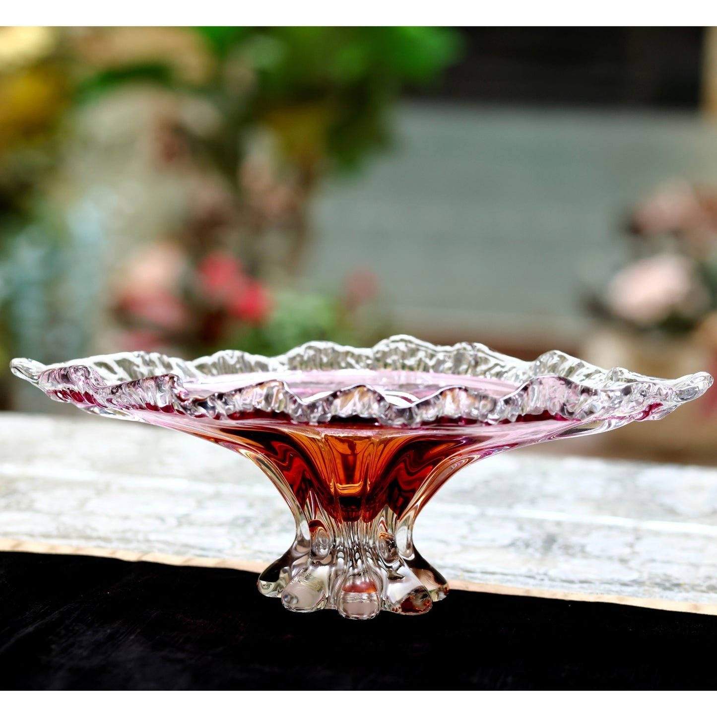 Elegant Crystal Pedestal Fruit Bowl