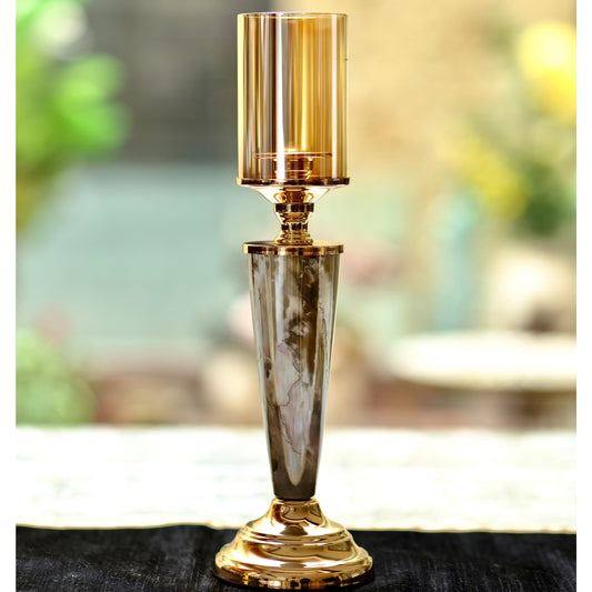 Modern Marble & Gold Tapered Candle Holder
