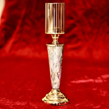 Modern Marble & Gold Tapered Candle Holder