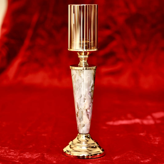 Modern Marble & Gold Tapered Candle Holder