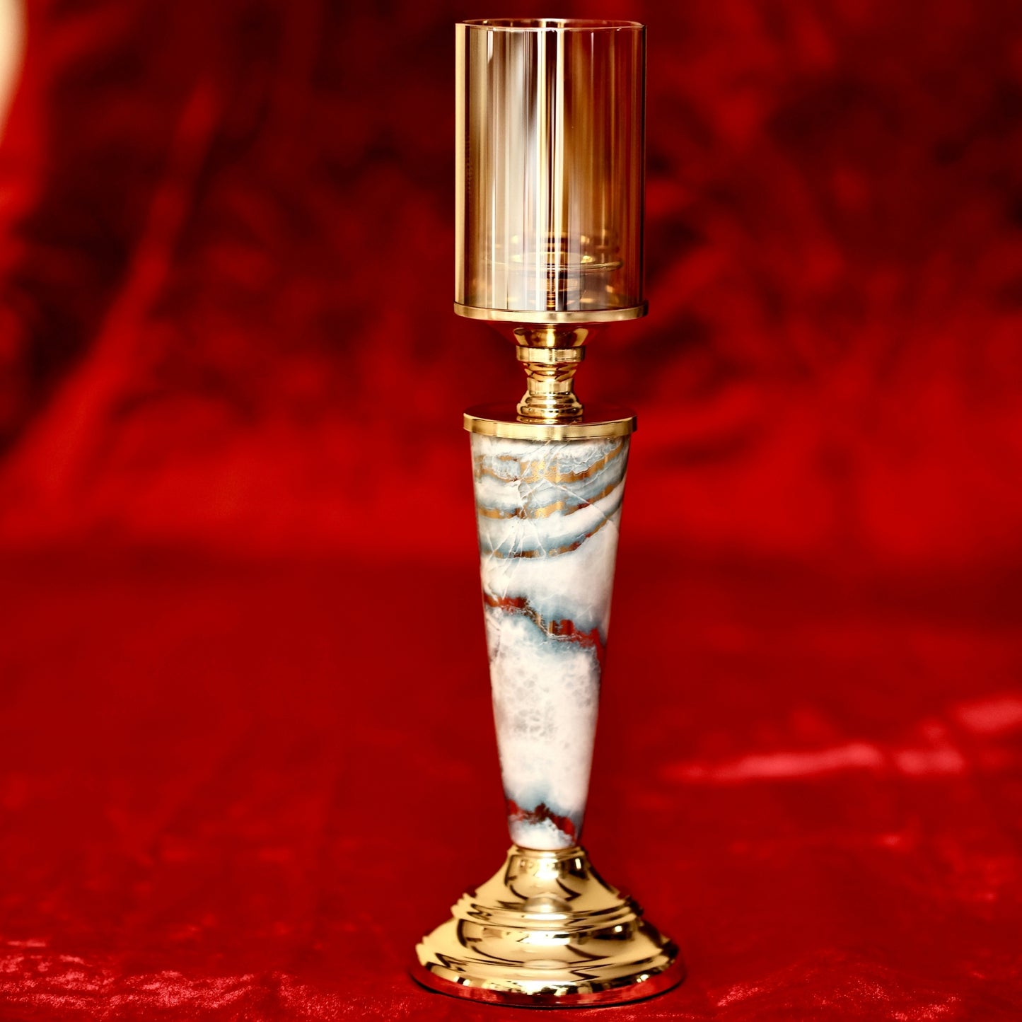 "Aurora" Marble & Gold Tapered Candle Holder