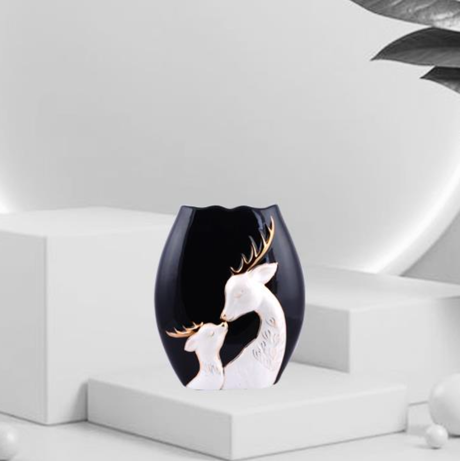 Deer Couple Ceramic Vase