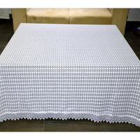 Textured Table Cover - Abstract Geometric Pattern & Lace Edge