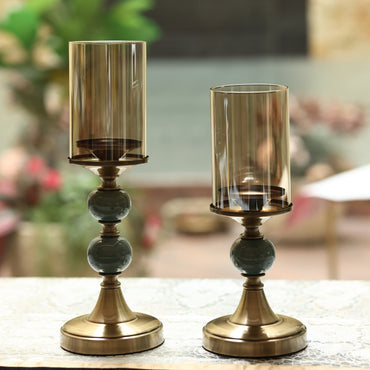 Vintage Marble & Metal Candle Holders