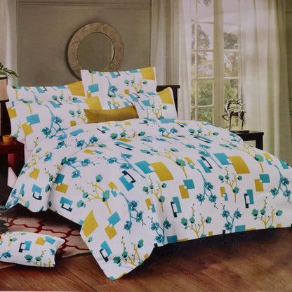 Modern Blossom – Geometric Floral Bedsheet Set