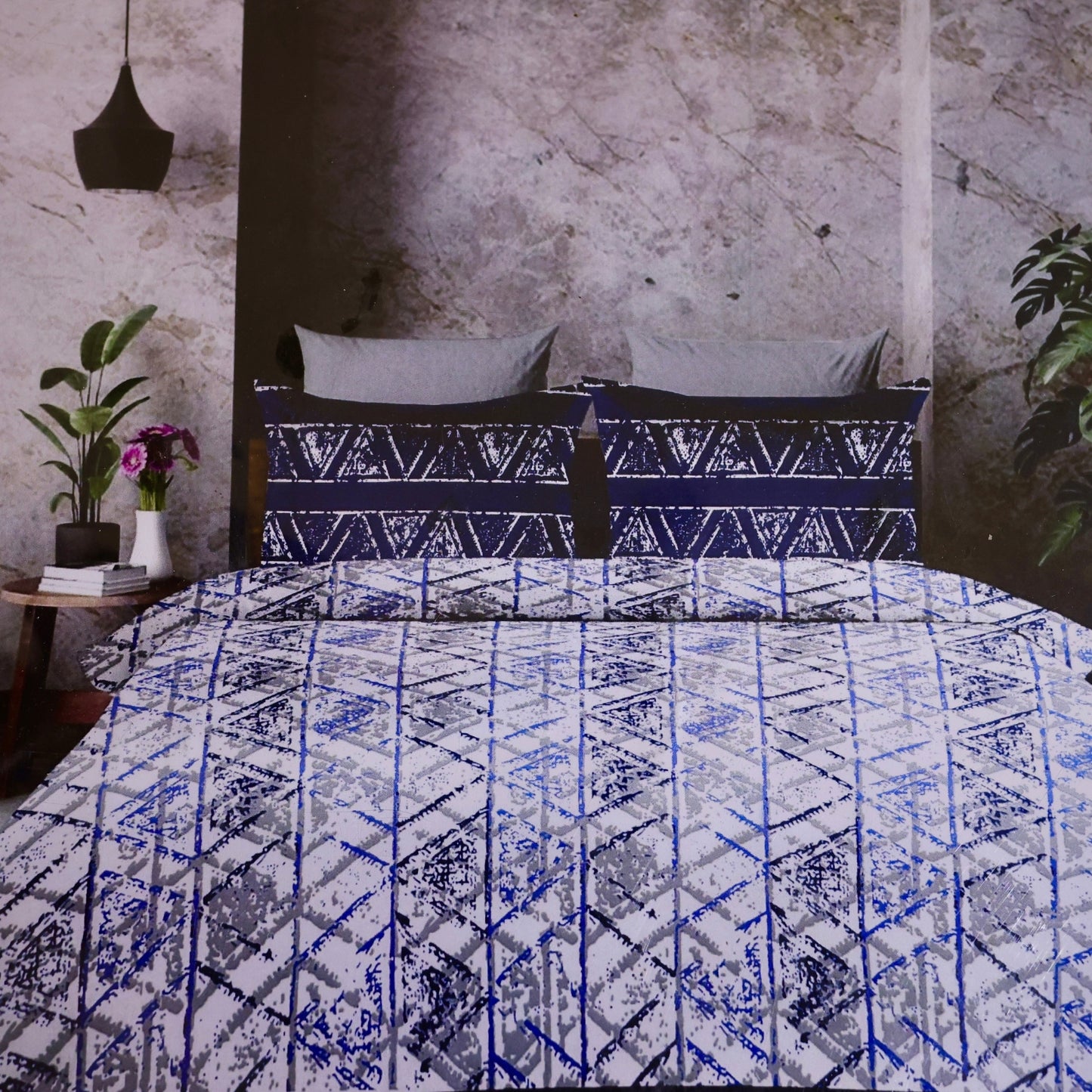 Midnight Prism – Modern Geometric Bedsheet Set