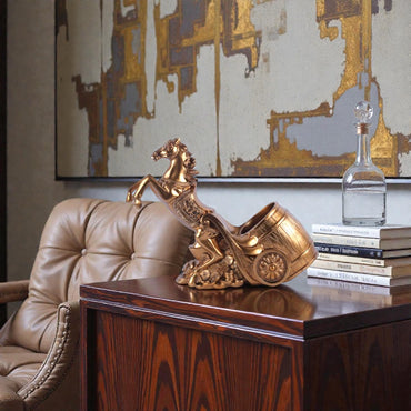 Rearing Horse Wine Holder - Luxury Bronze Barrel & Coins Sculpture