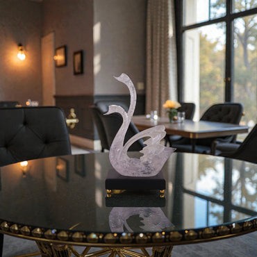 Ethereal Clear Swan Pair Sculpture