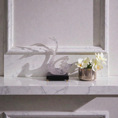 Ethereal Clear Swan Pair Sculpture