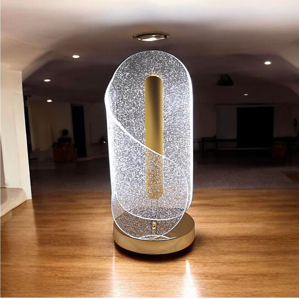 Kinetic Gold Bubble LED Table Lamp - Sculptural Accent Light