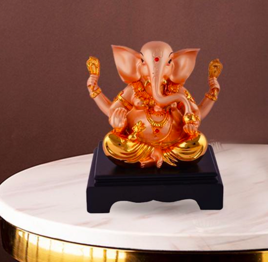 Auspicious Orange Ganesha Idol