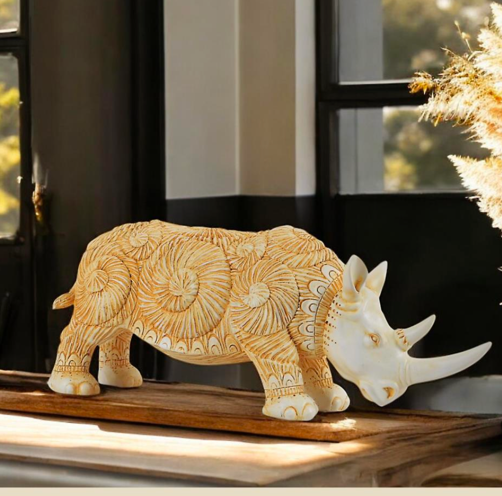 Textured Safari Rhino Figurine