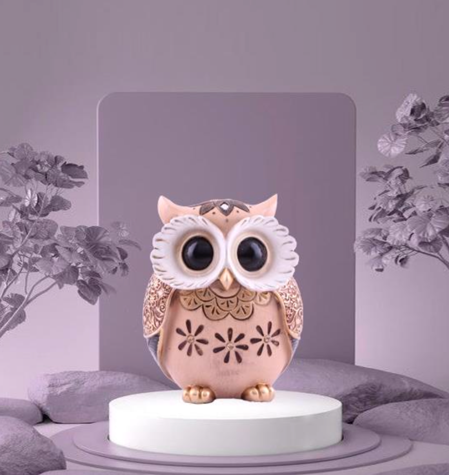 Boho Blush Pink Owl Figurine
