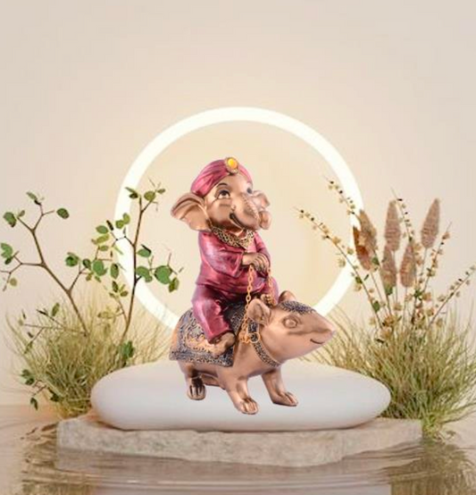 Ganesha Riding Mushak Figurine