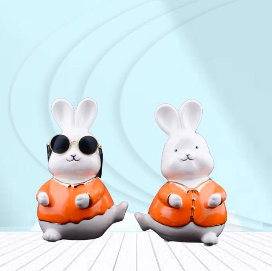 Cute Bunny Couple Figurines